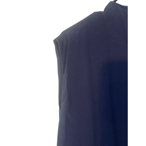 Eileen Fisher Navy Blue Silk Mock Neck Sleeveless Side Slit Blouse Women Sz XS - Picture 3 of 9